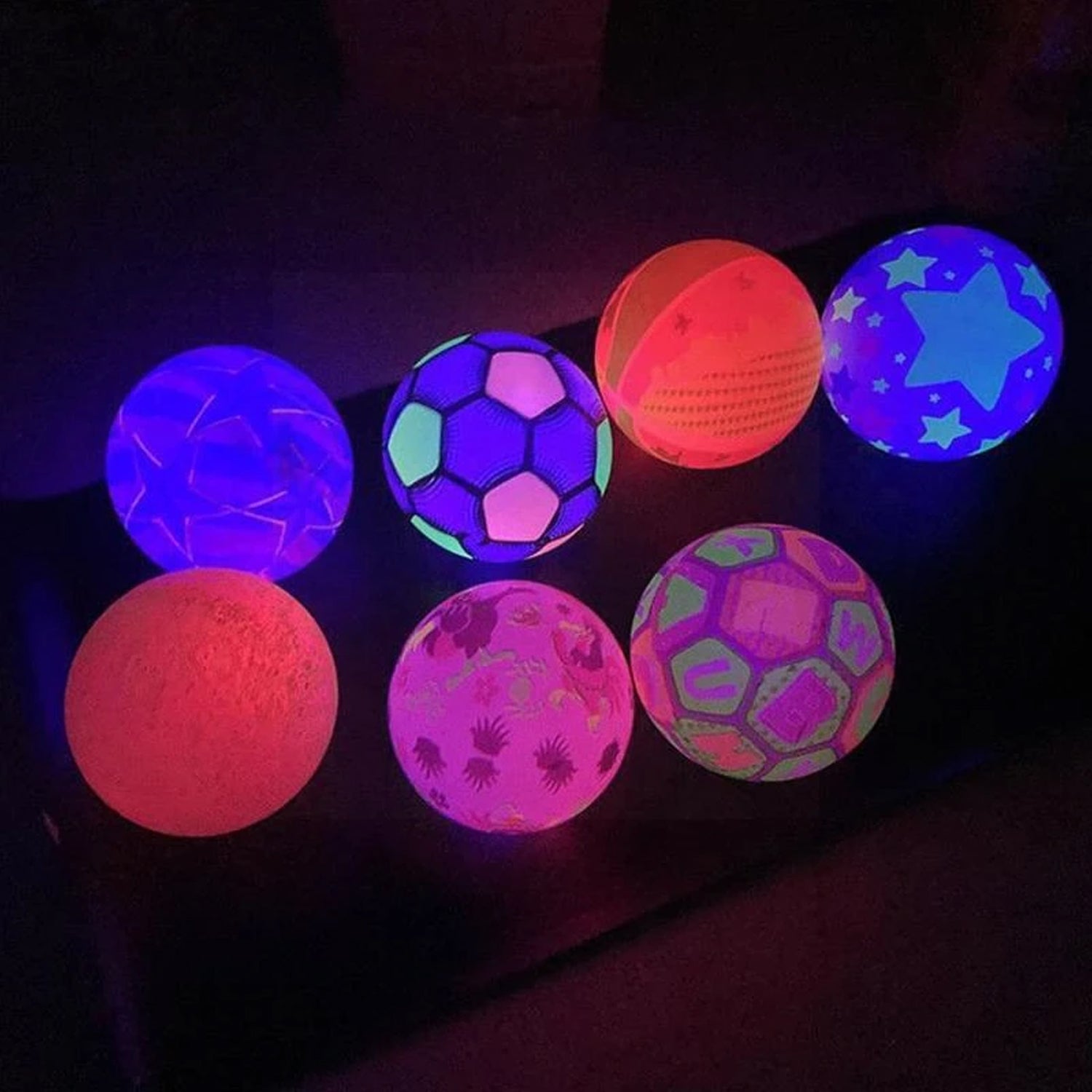 Close-up view of the bouncy LED ball, emphasizing its rubber material and colorful design Close-up view of the bouncy LED ball, emphasizing its rubber material and colorful design